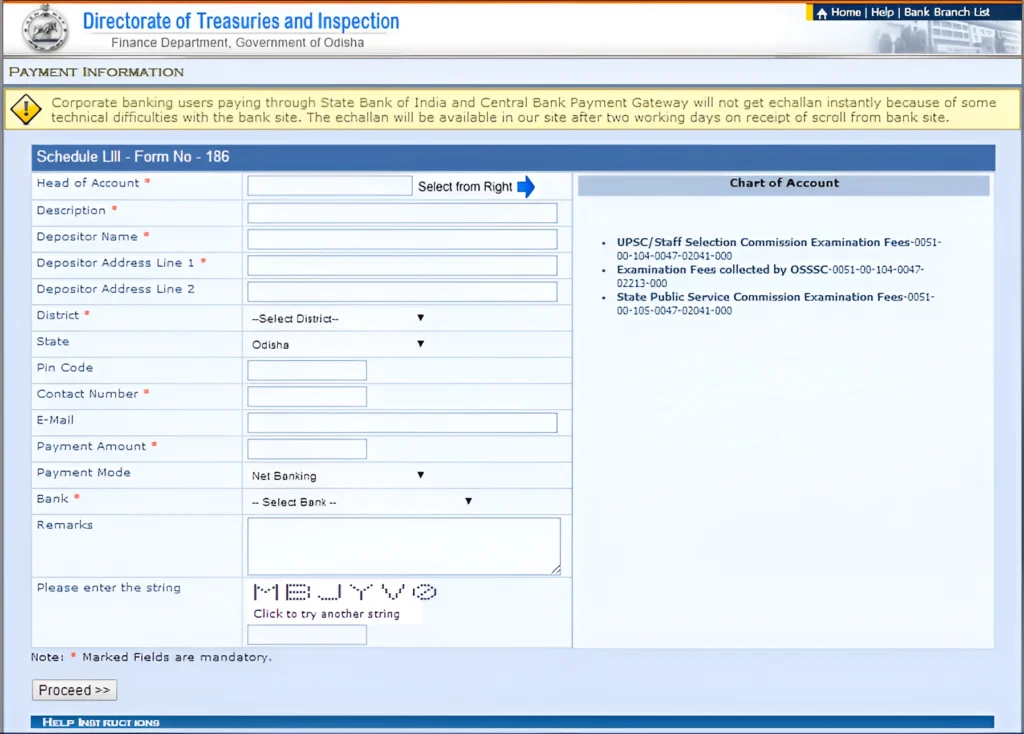 Treasury Challan for Payments