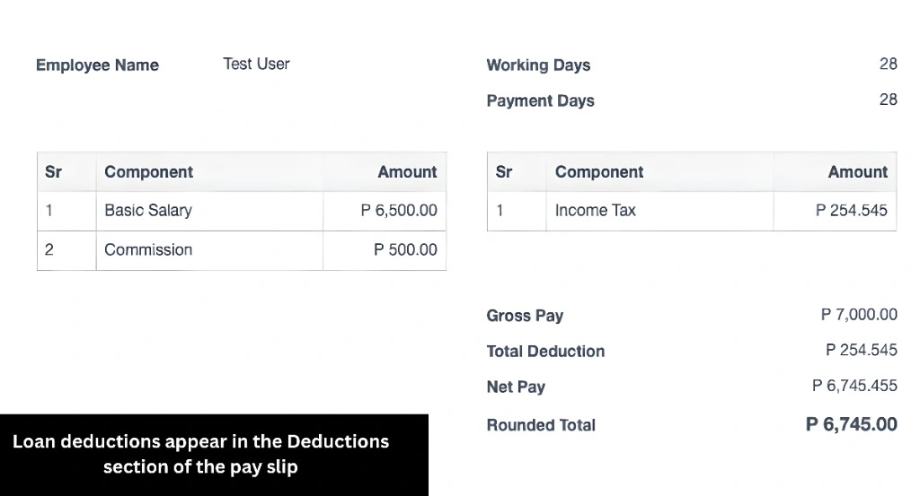 Loan Deductions in a Pay Slip